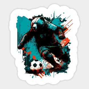 Grizzly Bear Sports Player Soccer Futball Football - Graphiti Art Graphic Trendy Holiday Gift Sticker